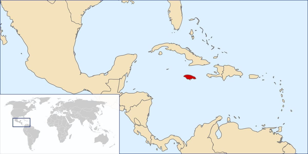 jamaica nchi katika ramani ya dunia