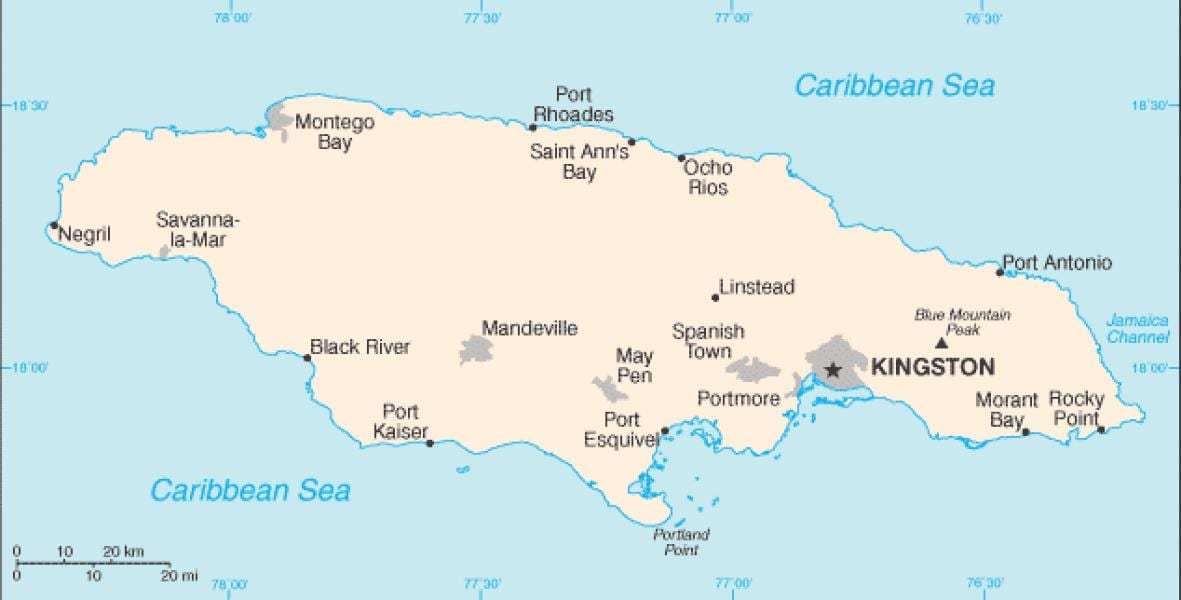 Ramani ya eneo jamaica 