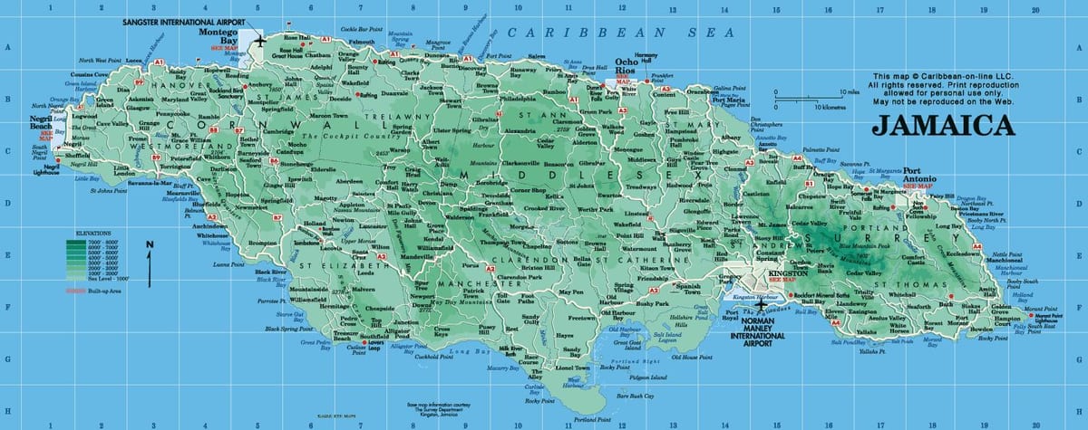 kijiografia ramani ya jamaica