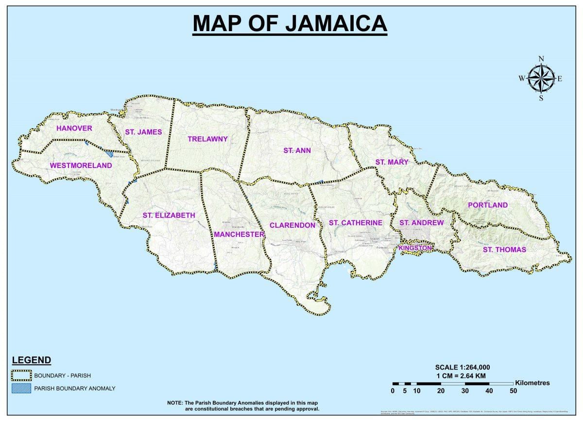 Ramani ya majimbo jamaica