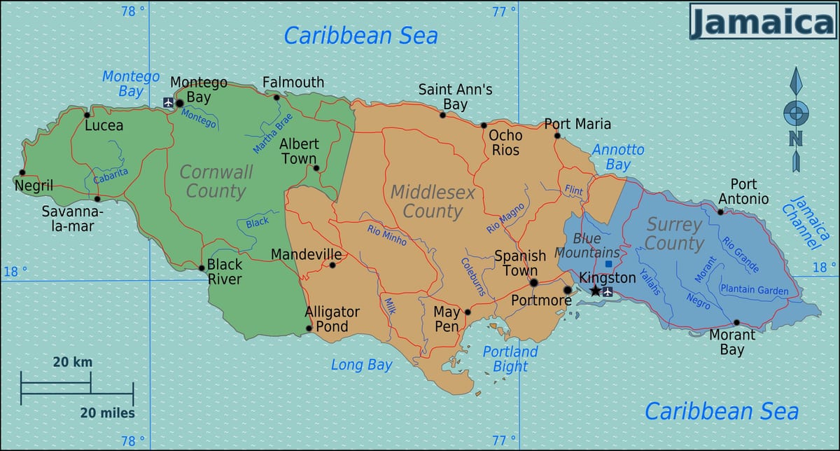 Ramani ya jamaica ya nchi