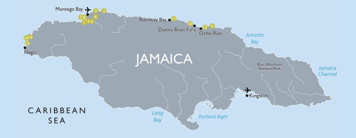 ramani ya vivutio vya utalii katika jamaica