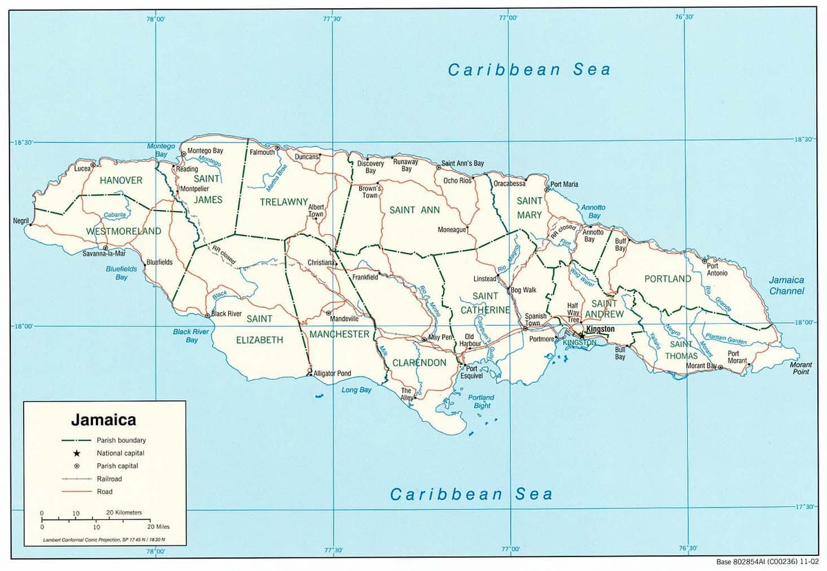 Ramani ya mito katika jamaica
