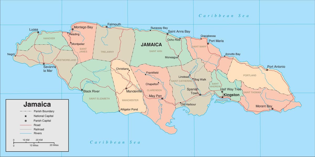 Ramani ya jamaica west indies