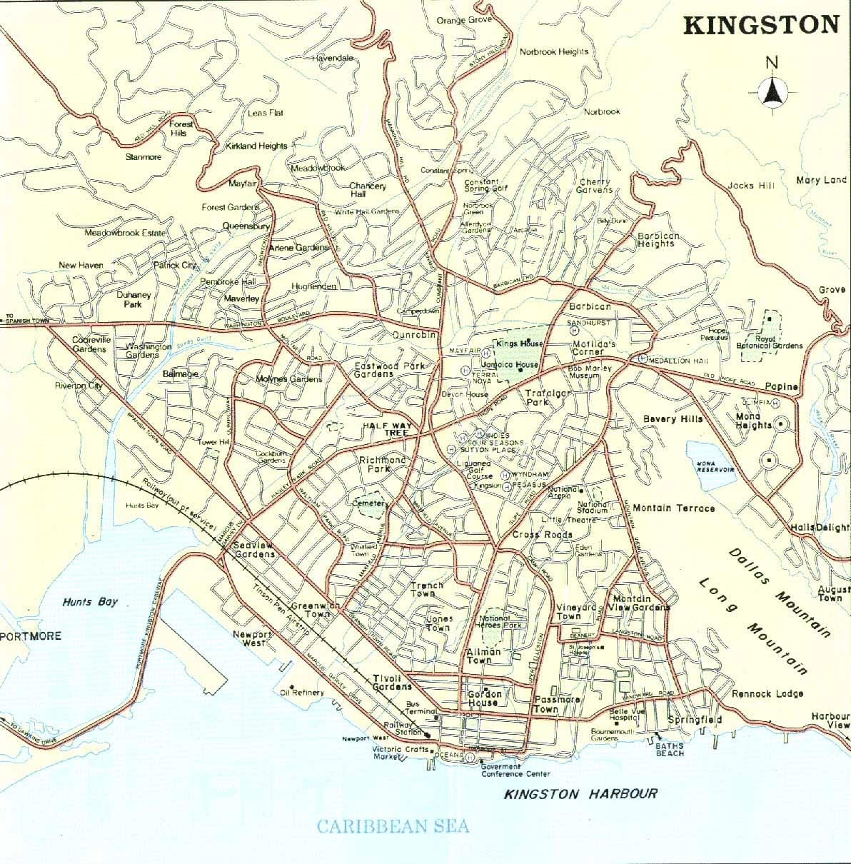 Ramani ya kingston jamaica vitongoji