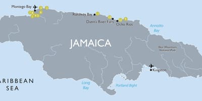 Ramani ya vivutio vya utalii katika jamaica