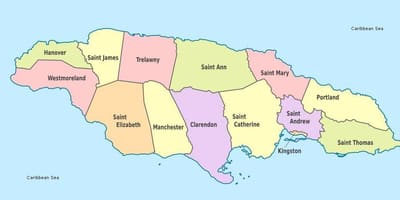Ramani ya jamaica west indies na parokia